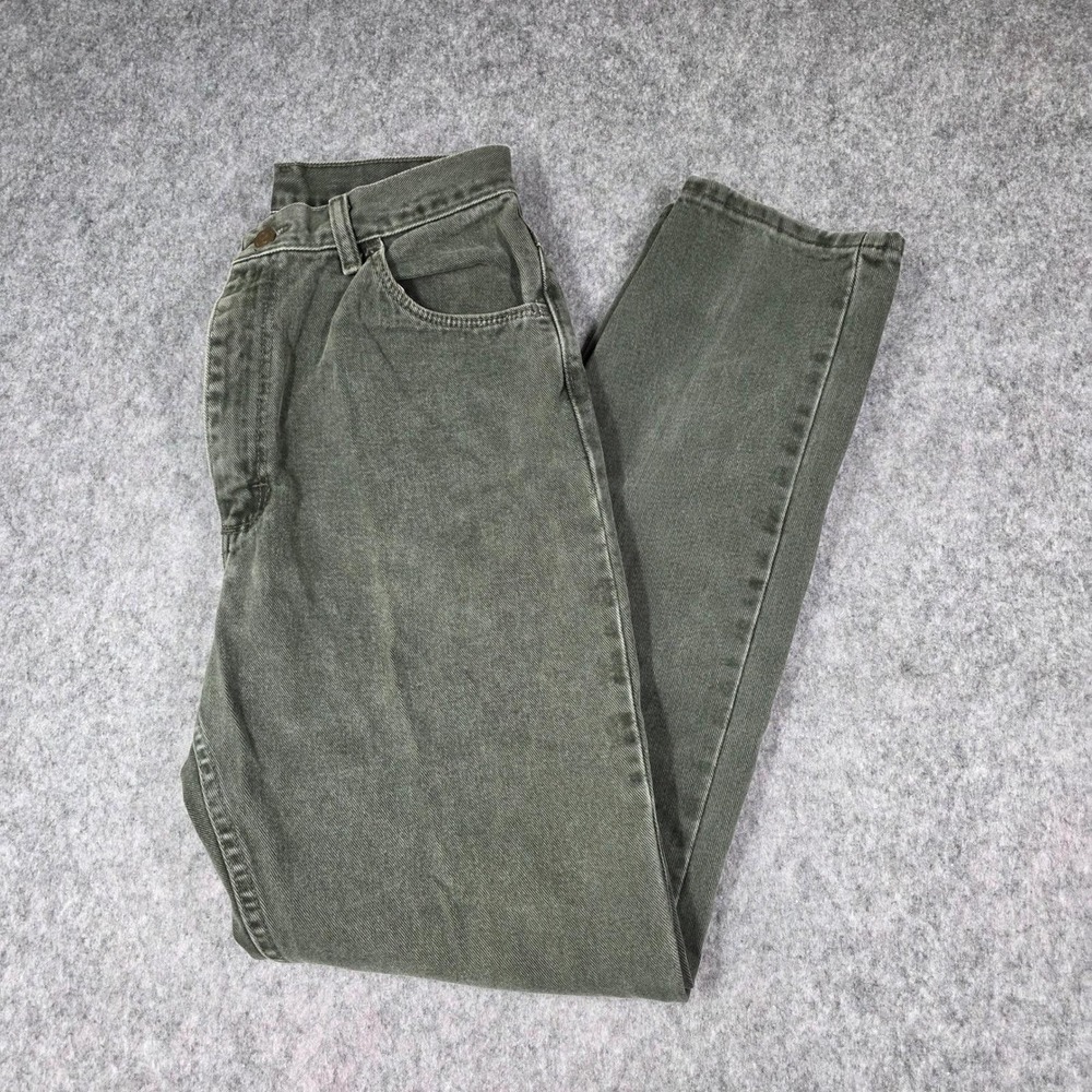 Vintage Wrangler Mom Jeans 90s Sage Olive Green High Rise Tapered Leg sz 10 X 32